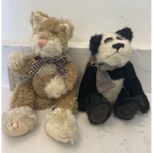 Vintage Boyd's Bears Friends Collectible Plush Animals Lot Of 2 Cat & Panda Bear